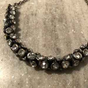 Black and white rhinestone stud necklace